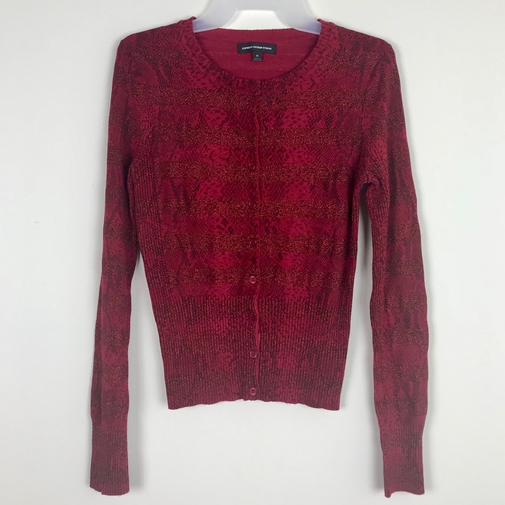 Express Black and Red Button-up Cardigan